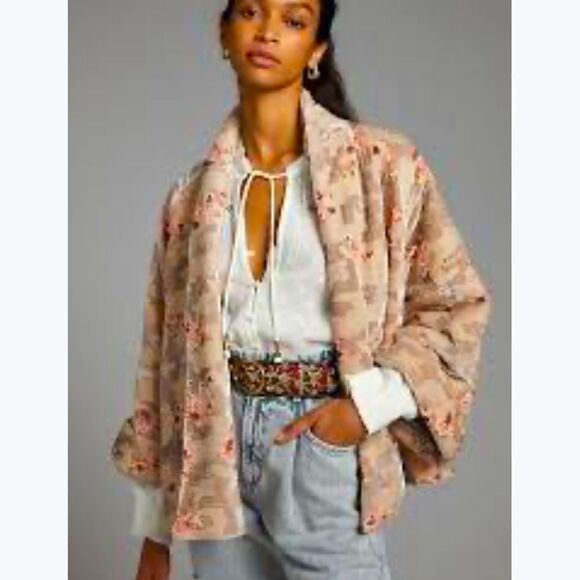 Anthropologie Jackets & Blazers - By Anthropologie Velvet floral kimono jacket